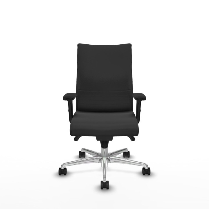 Albacete confidente sincro similpiel gris oscuro brazos 2D base aluminio ruedas 65 mm nailon