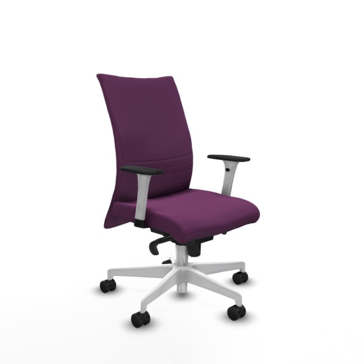 Albacete confidente sincro similpiel morado brazos 1D blancos base blanca ruedas 65 mm nailon