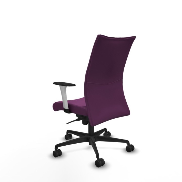 Albacete confidente sincro similpiel morado brazos 1D blancos base nailon ruedas 65 mm nailon