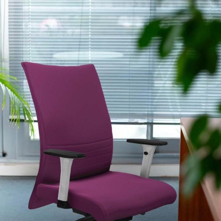 Albacete confidente sincro similpiel morado brazos 1D blancos base nailon ruedas 65 mm nailon