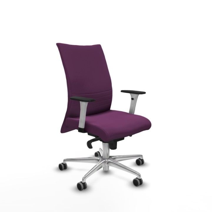 Albacete confidente sincro similpiel morado brazos 1D blancos base aluminio ruedas 65mm engomadas