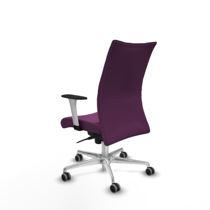 Albacete confidente sincro similpiel morado brazos 1D blancos base aluminio ruedas 65mm engomadas