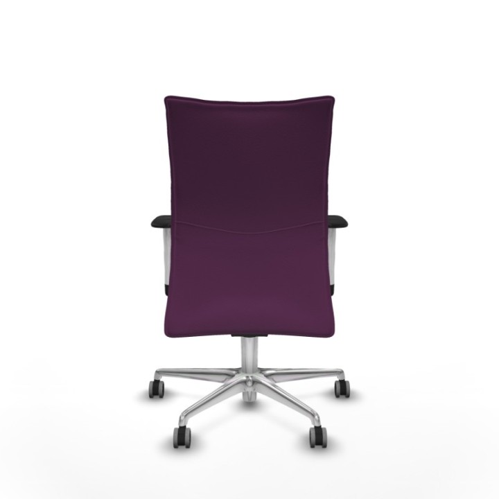 Albacete confidente sincro similpiel morado brazos 1D blancos base aluminio ruedas 65mm engomadas