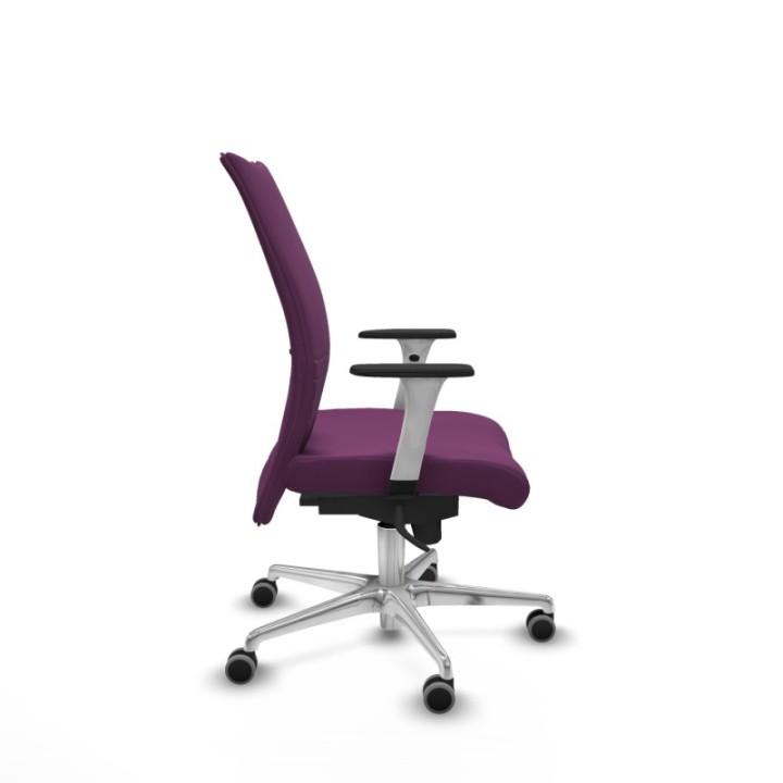 Albacete confidente sincro similpiel morado brazos 1D blancos base aluminio ruedas 65mm engomadas