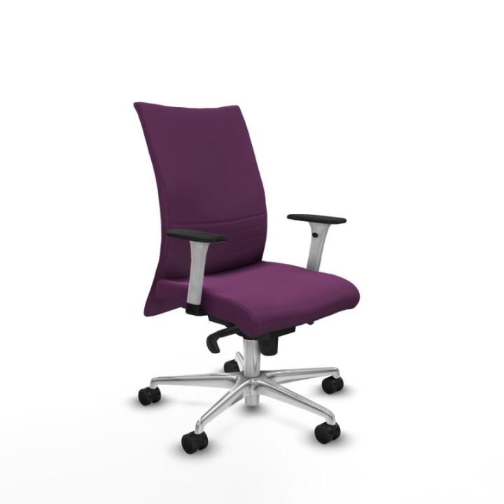 Albacete confidente sincro similpiel morado brazos 1D blancos base aluminio ruedas 65 mm nailon