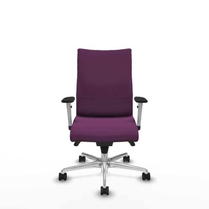 Albacete confidente sincro similpiel morado brazos 1D blancos base aluminio ruedas 65 mm nailon