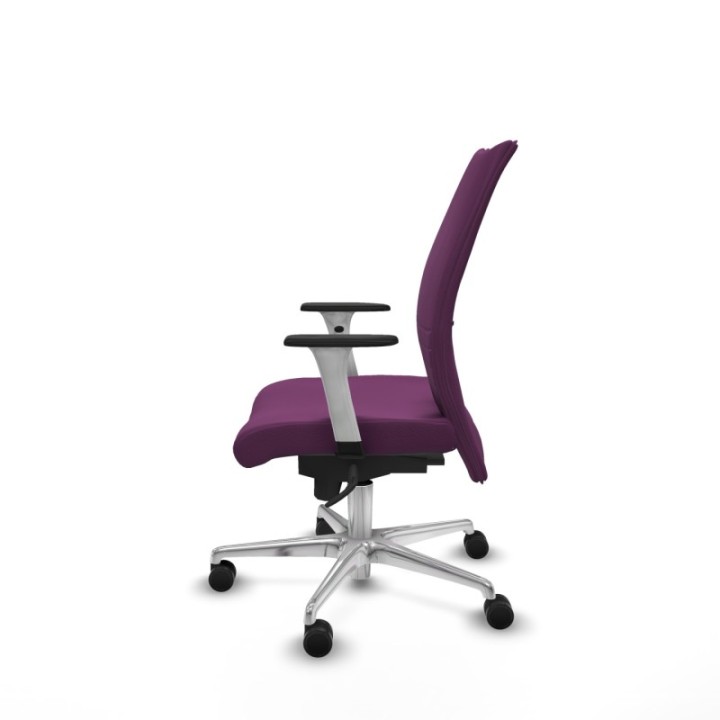 Albacete confidente sincro similpiel morado brazos 1D blancos base aluminio ruedas 65 mm nailon