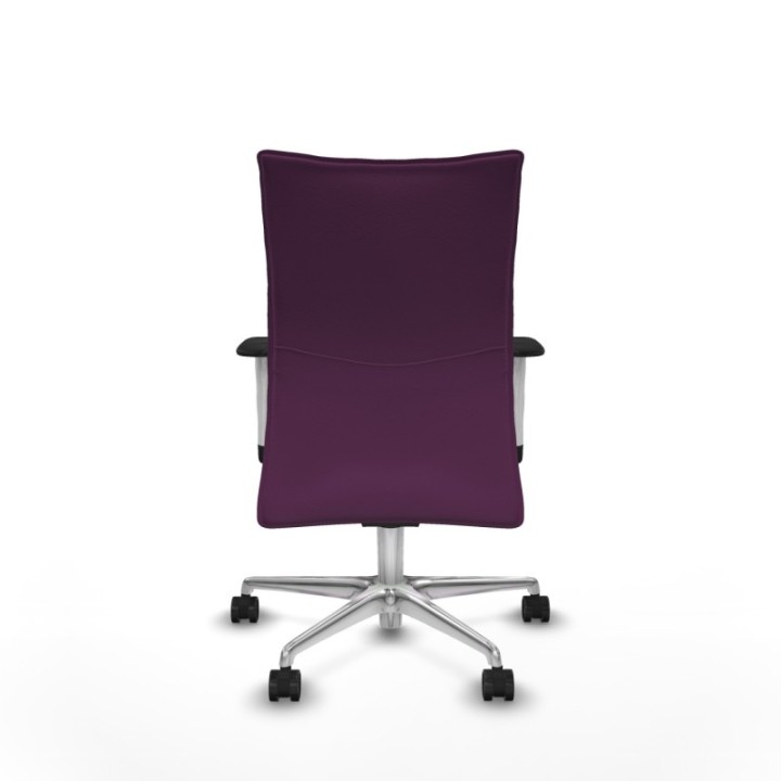 Albacete confidente sincro similpiel morado brazos 1D blancos base aluminio ruedas 65 mm nailon