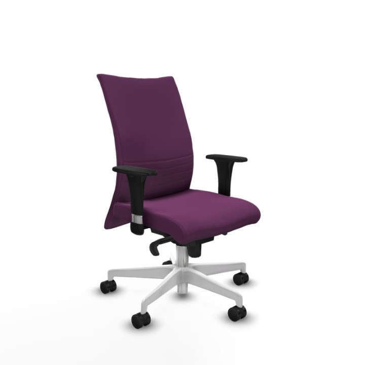 Albacete confidente sincro similpiel morado brazos 1D base blanca ruedas 65 mm nailon