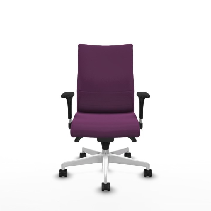 Albacete confidente sincro similpiel morado brazos 1D base blanca ruedas 65 mm nailon