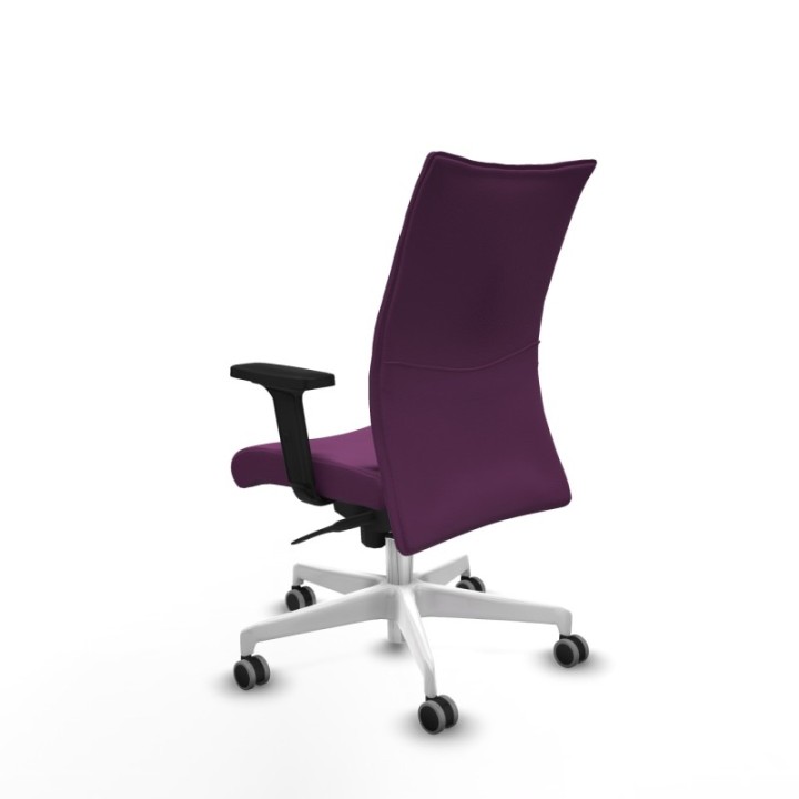 Albacete confidente sincro similpiel morado brazos 2D base blanca ruedas 65mm engomadas