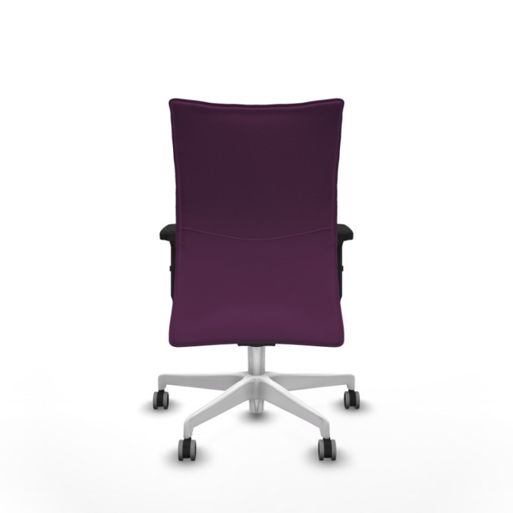 Albacete confidente sincro similpiel morado brazos 2D base blanca ruedas 65mm engomadas