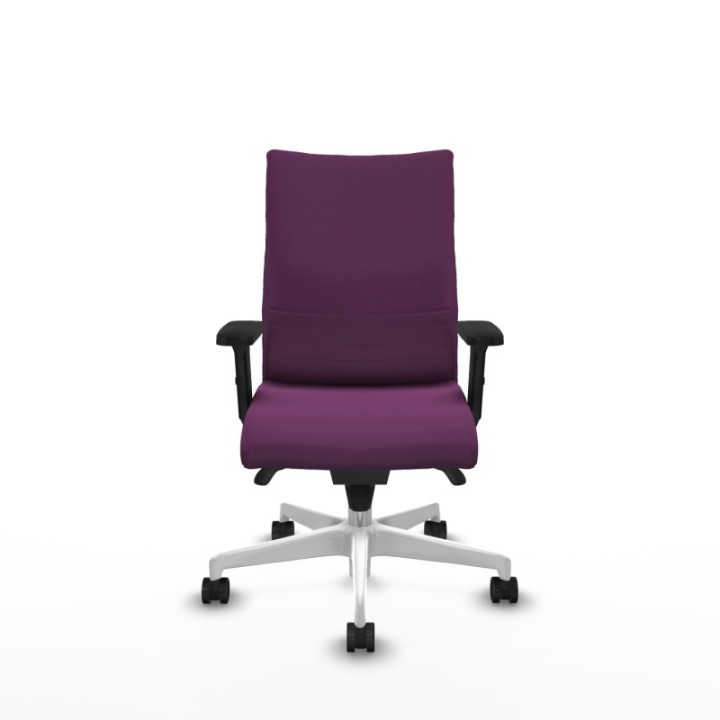 Albacete confidente sincro similpiel morado brazos 2D base blanca ruedas 65 mm nailon