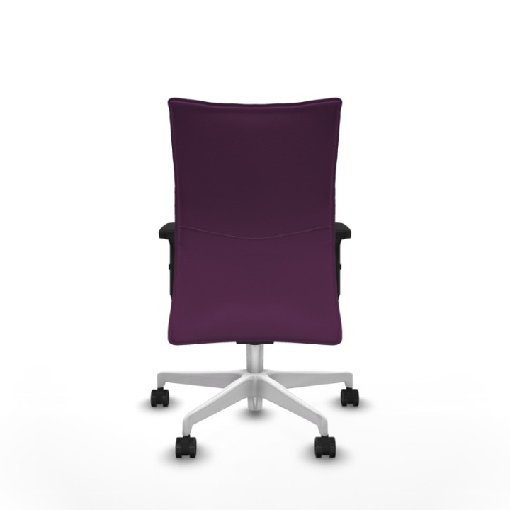 Albacete confidente sincro similpiel morado brazos 2D base blanca ruedas 65 mm nailon