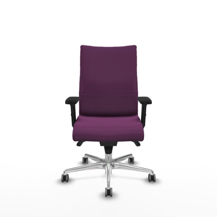 Albacete confidente sincro similpiel morado brazos 2D base aluminio ruedas 65mm engomadas