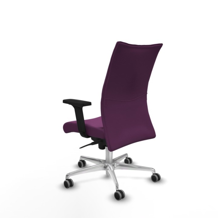 Albacete confidente sincro similpiel morado brazos 2D base aluminio ruedas 65mm engomadas