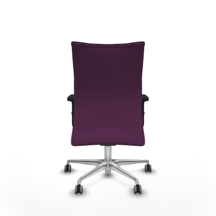 Albacete confidente sincro similpiel morado brazos 2D base aluminio ruedas 65mm engomadas