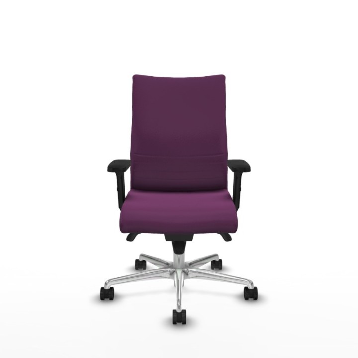 Albacete confidente sincro similpiel morado brazos 2D base aluminio ruedas 65 mm nailon