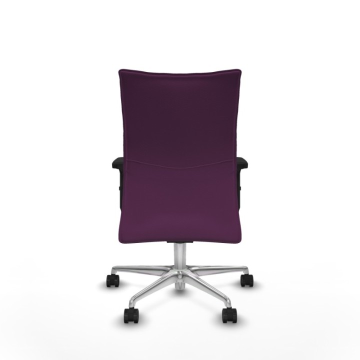 Albacete confidente sincro similpiel morado brazos 2D base aluminio ruedas 65 mm nailon