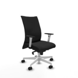 Albacete confidente sincro similpiel negro brazos 1D blancos base blanca ruedas 65 mm nailon