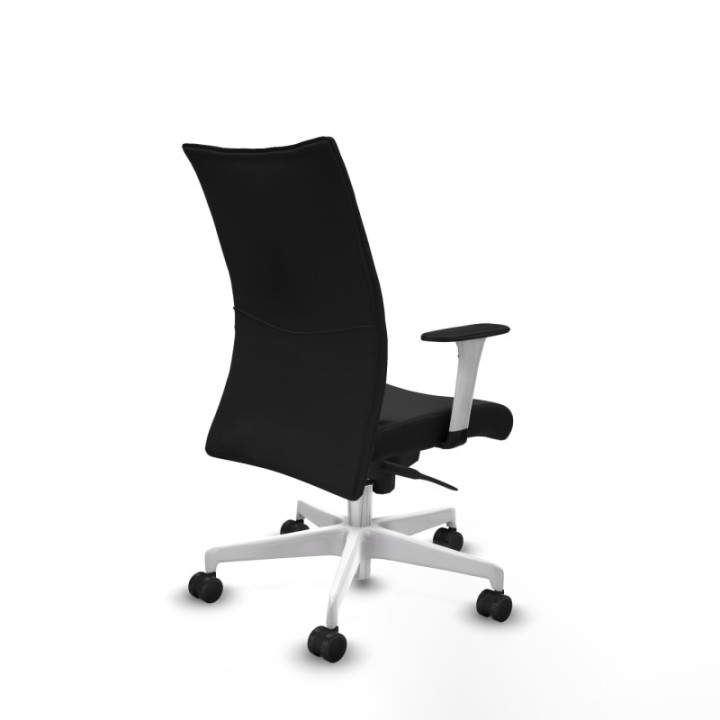 Albacete confidente sincro similpiel negro brazos 1D blancos base blanca ruedas 65 mm nailon