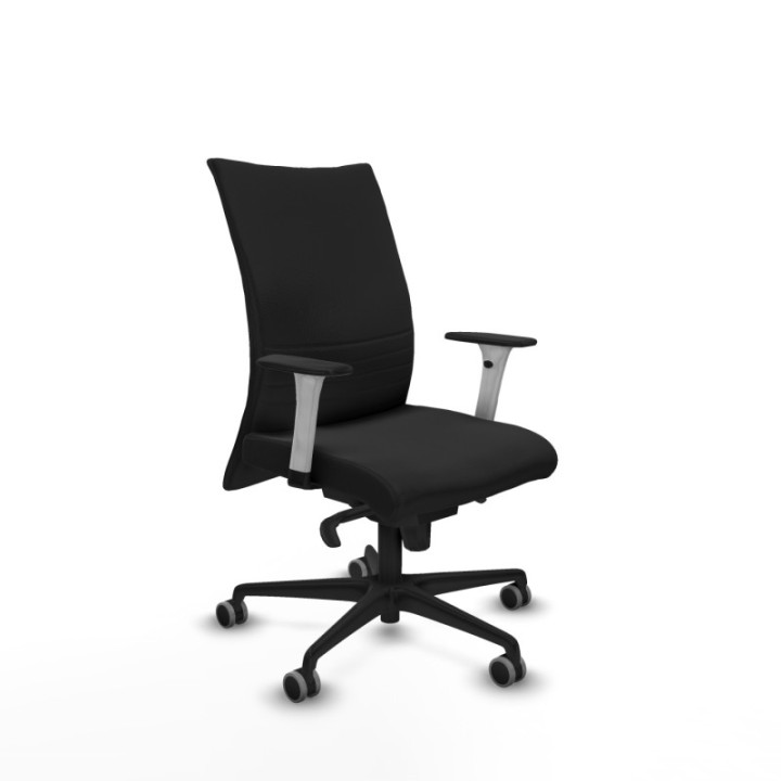 Albacete confidente sincro similpiel negro brazos 1D blancos base nailon ruedas 65mm engomadas