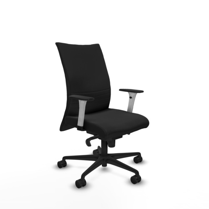 Albacete confidente sincro similpiel negro brazos 1D blancos base nailon ruedas 65 mm nailon