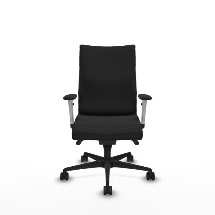 Albacete confidente sincro similpiel negro brazos 1D blancos base nailon ruedas 65 mm nailon