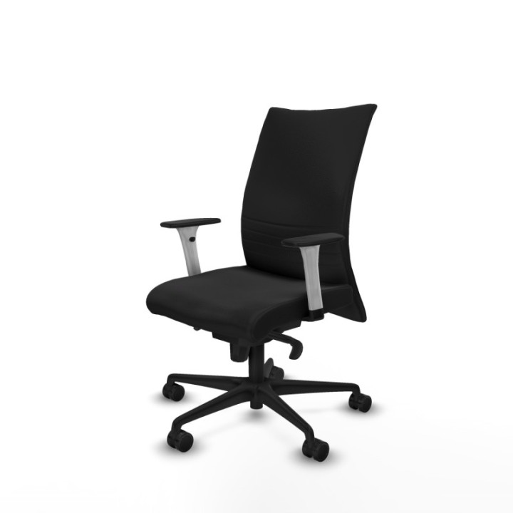 Albacete confidente sincro similpiel negro brazos 1D blancos base nailon ruedas 65 mm nailon