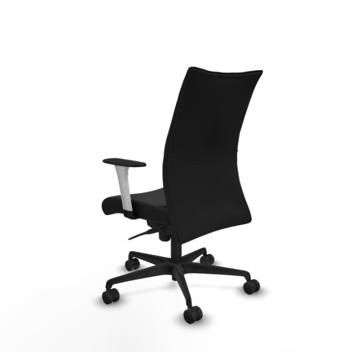 Albacete confidente sincro similpiel negro brazos 1D blancos base nailon ruedas 65 mm nailon