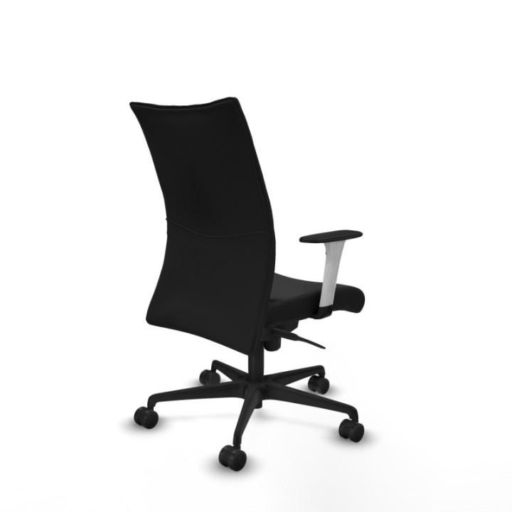 Albacete confidente sincro similpiel negro brazos 1D blancos base nailon ruedas 65 mm nailon