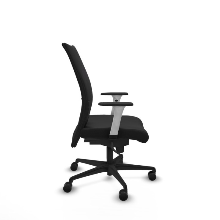 Albacete confidente sincro similpiel negro brazos 1D blancos base nailon ruedas 65 mm nailon