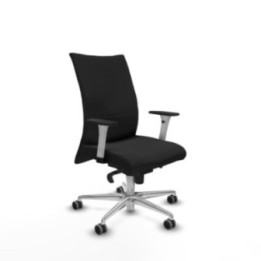 Albacete confidente sincro similpiel negro brazos 1D blancos base aluminio ruedas 65mm engomadas