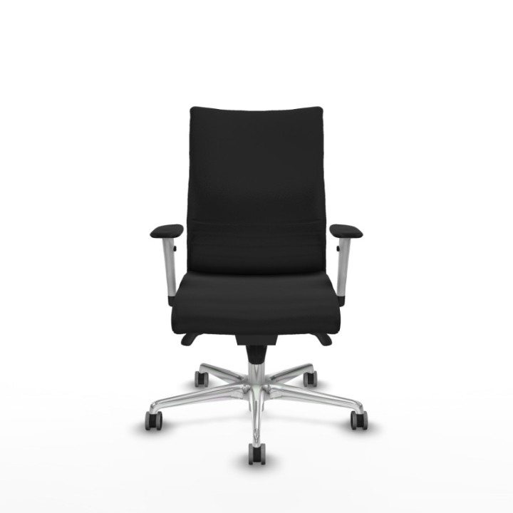 Albacete confidente sincro similpiel negro brazos 1D blancos base aluminio ruedas 65mm engomadas