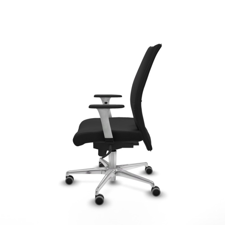 Albacete confidente sincro similpiel negro brazos 1D blancos base aluminio ruedas 65mm engomadas