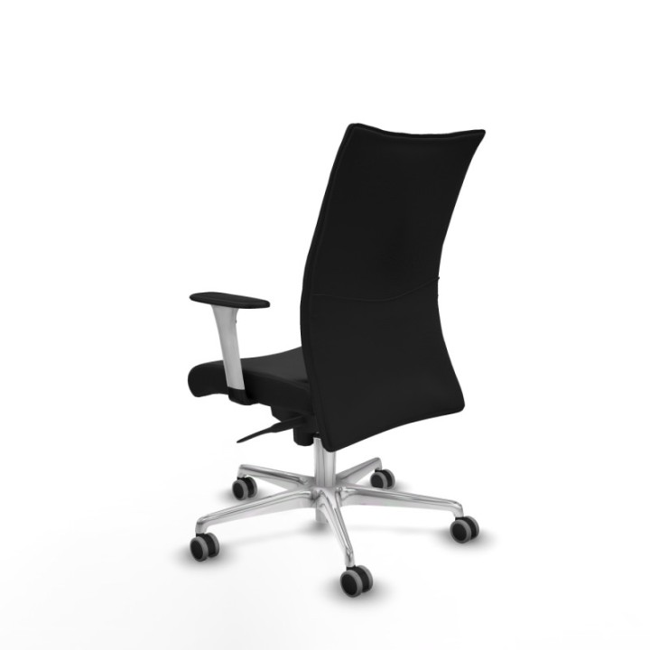 Albacete confidente sincro similpiel negro brazos 1D blancos base aluminio ruedas 65mm engomadas