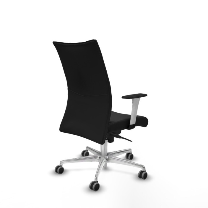 Albacete confidente sincro similpiel negro brazos 1D blancos base aluminio ruedas 65mm engomadas