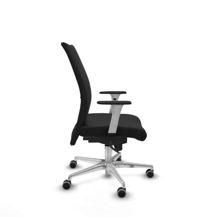 Albacete confidente sincro similpiel negro brazos 1D blancos base aluminio ruedas 65mm engomadas