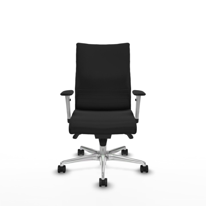 Albacete confidente sincro similpiel negro brazos 1D blancos base aluminio ruedas 65 mm nailon