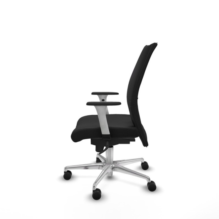 Albacete confidente sincro similpiel negro brazos 1D blancos base aluminio ruedas 65 mm nailon