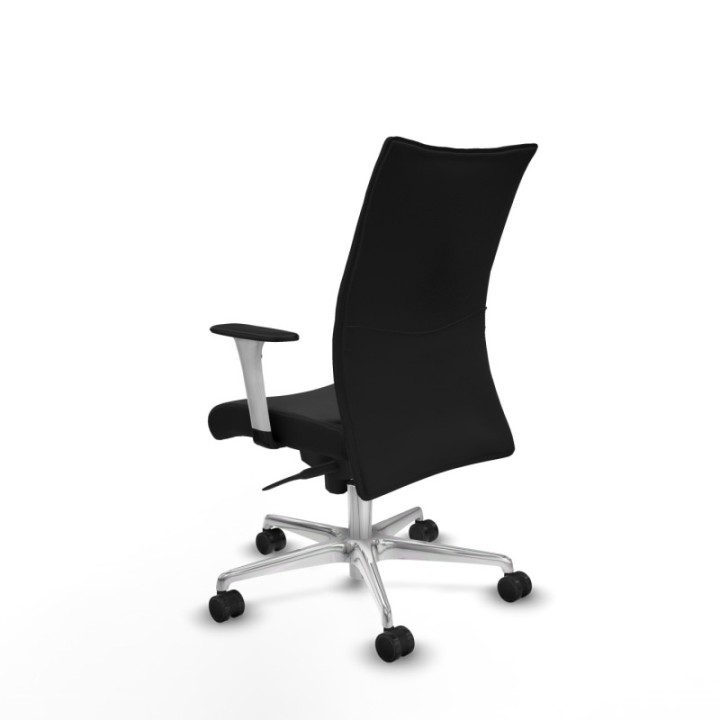 Albacete confidente sincro similpiel negro brazos 1D blancos base aluminio ruedas 65 mm nailon