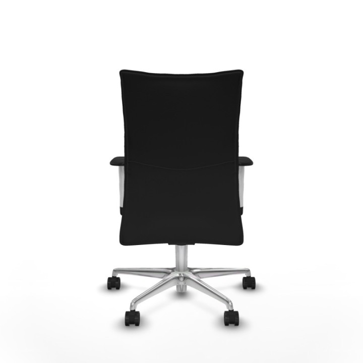 Albacete confidente sincro similpiel negro brazos 1D blancos base aluminio ruedas 65 mm nailon