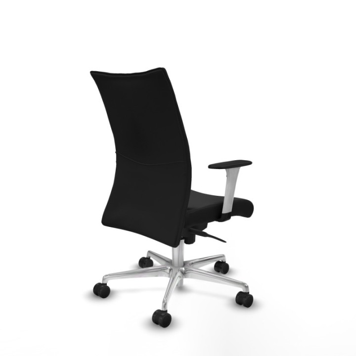 Albacete confidente sincro similpiel negro brazos 1D blancos base aluminio ruedas 65 mm nailon