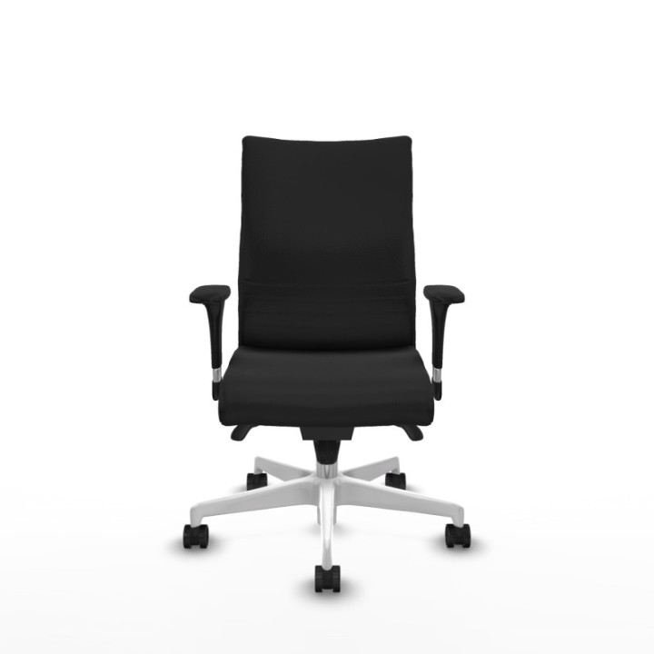 Albacete confidente sincro similpiel negro brazos 1D base blanca ruedas 65 mm nailon