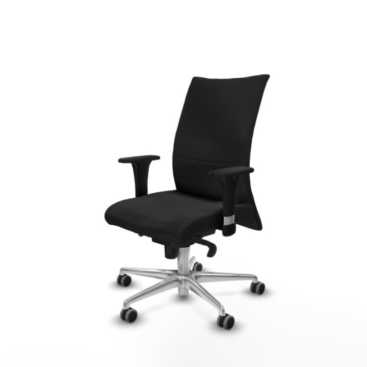 Albacete confidente sincro similpiel negro brazos 1D base aluminio ruedas 65mm engomadas