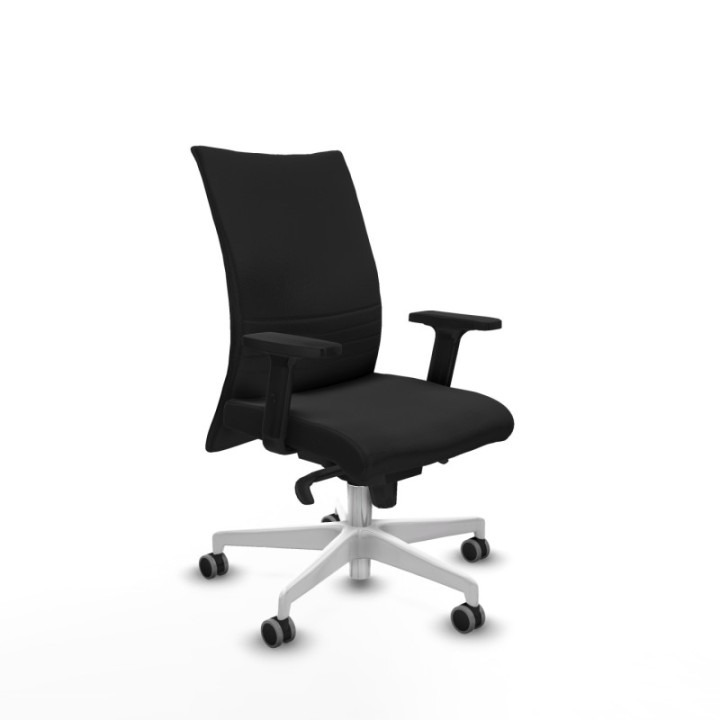 Albacete confidente sincro similpiel negro brazos 2D base blanca ruedas 65mm engomadas