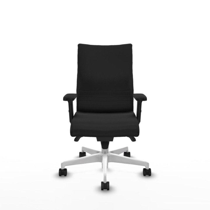 Albacete confidente sincro similpiel negro brazos 2D base blanca ruedas 65 mm nailon