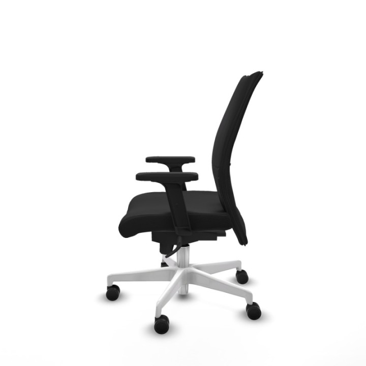 Albacete confidente sincro similpiel negro brazos 2D base blanca ruedas 65 mm nailon