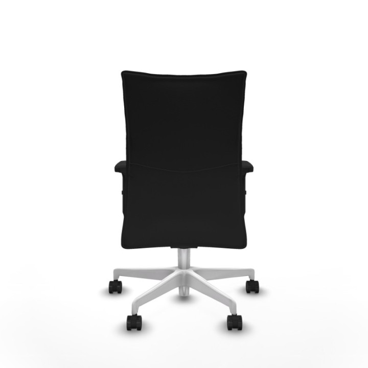 Albacete confidente sincro similpiel negro brazos 2D base blanca ruedas 65 mm nailon