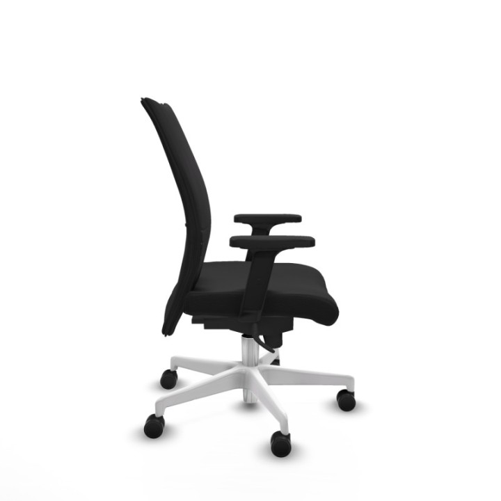 Albacete confidente sincro similpiel negro brazos 2D base blanca ruedas 65 mm nailon